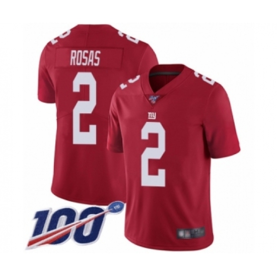 Men's New York Giants #2 Aldrick Rosas Red Limited Red Inverted Legend 100th Season Football Jersey - Ujersey
