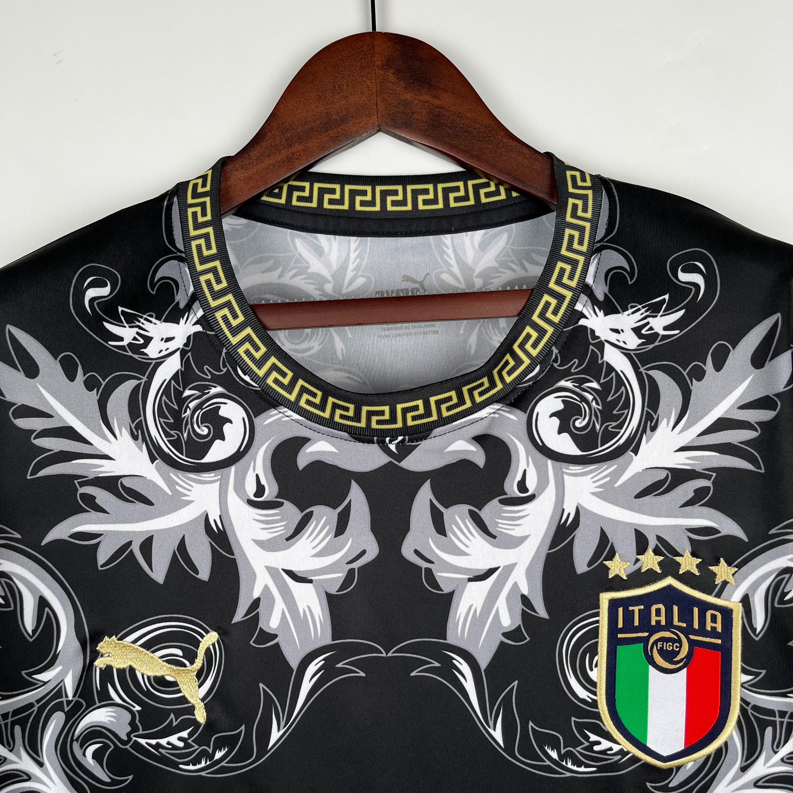 Italy Soccer Jersey x Versace Black Special Edition Custom Shirt 2024 - Ujersey Shop