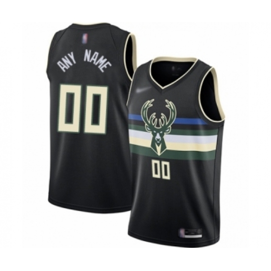 Men's Milwaukee Bucks Customized Authentic Black Finished Basketball Jersey - Statement Edition - Ujersey