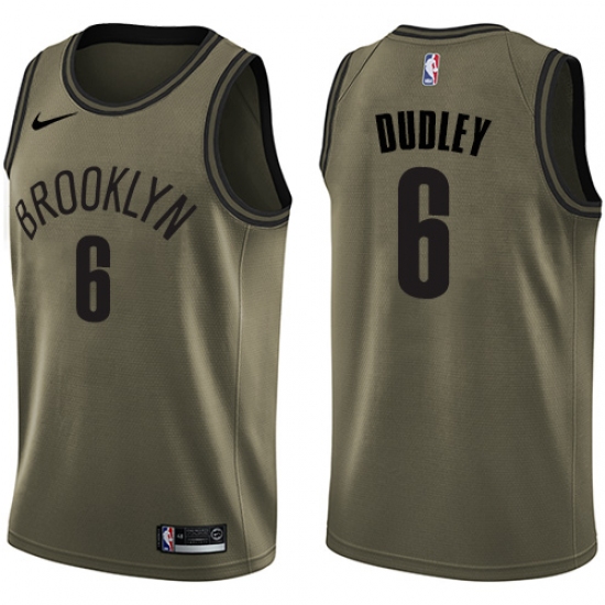 Youth Nike Brooklyn Nets #6 Jared Dudley Swingman Green Salute to Service NBA Jersey - Ujersey