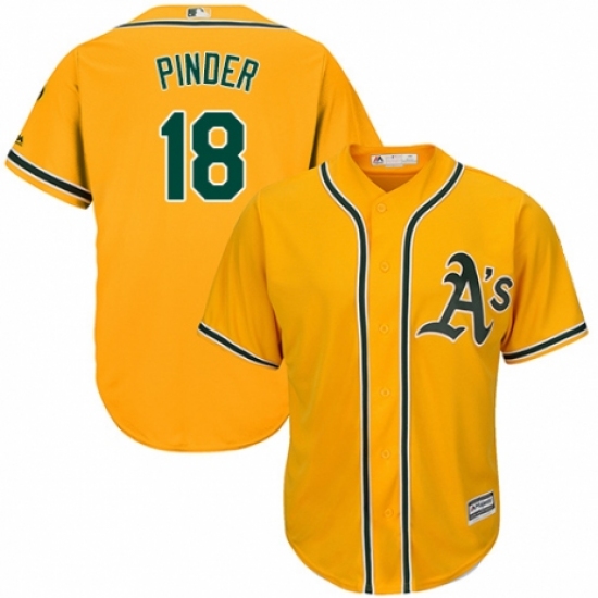 Youth Majestic Oakland Athletics #18 Chad Pinder Authentic Gold Alternate 2 Cool Base MLB Jersey - Ujersey