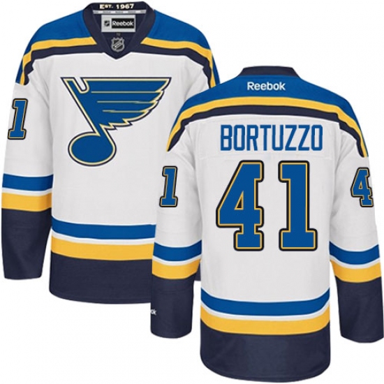 Men's Reebok St. Louis Blues #41 Robert Bortuzzo Authentic White Away NHL Jersey