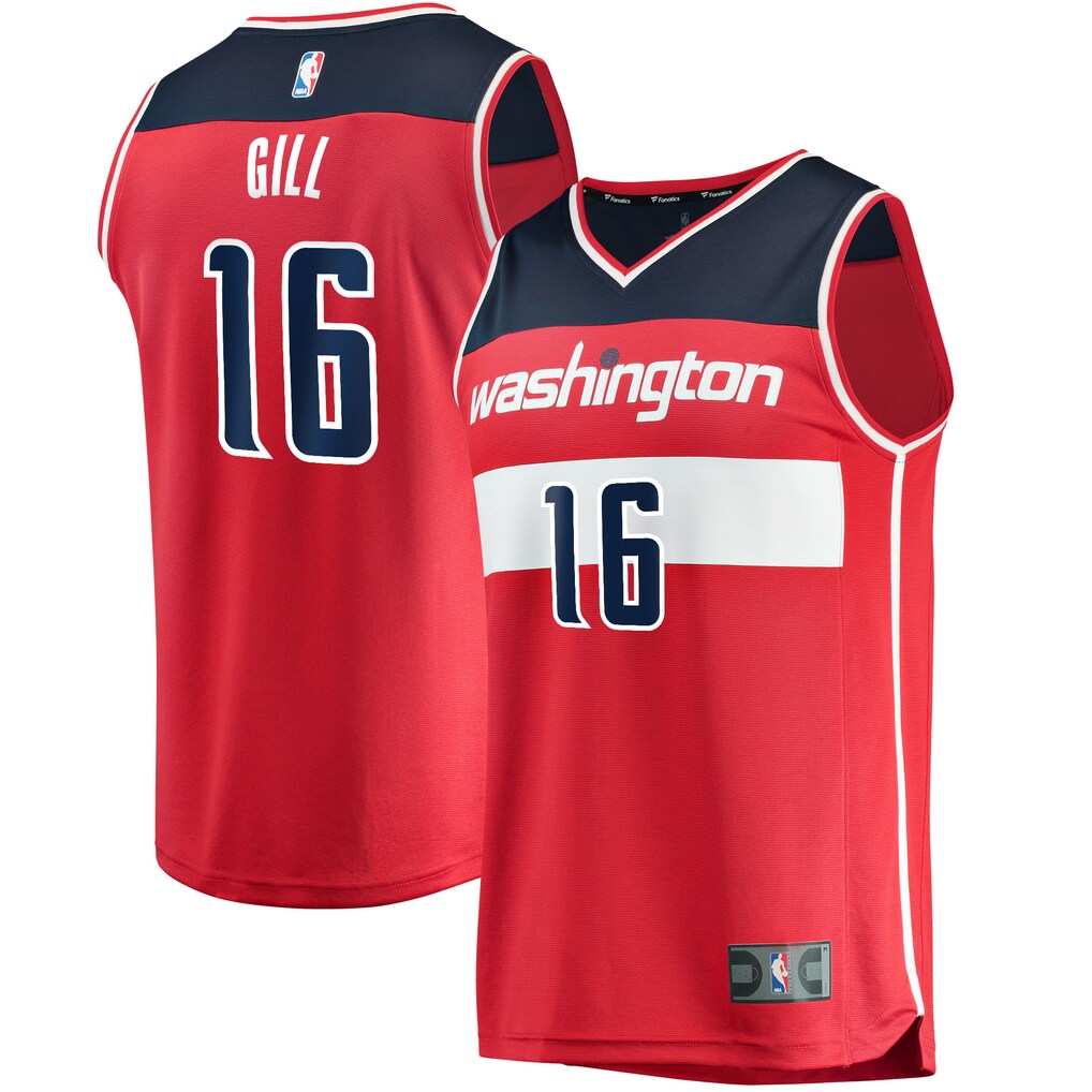 Men's Washington Wizards Anthony Gill Fanatics Red Fast Break Replica Jersey - Icon Edition - SUjersey01
