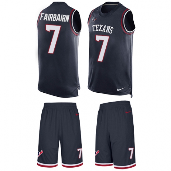 Men's Nike Houston Texans #7 Ka'imi Fairbairn Limited Navy Blue Tank Top Suit NFL Jersey - Ujersey