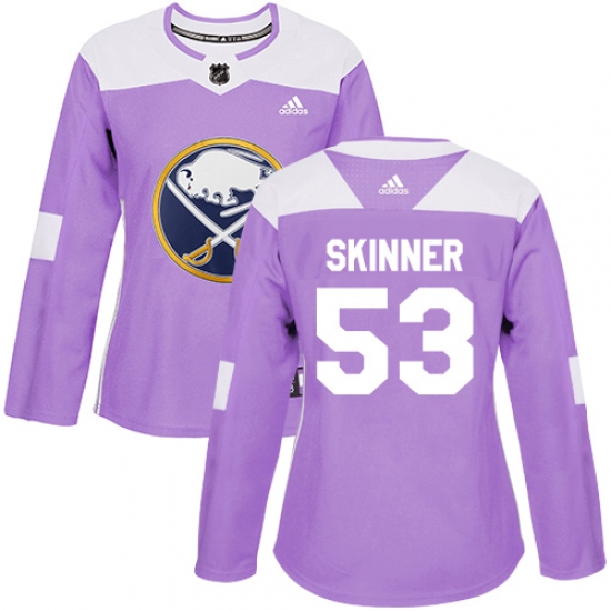 Women's Adidas Buffalo Sabres #53 Jeff Skinner Purple Authentic Fights Cancer Stitched NHL Jersey - Ujersey