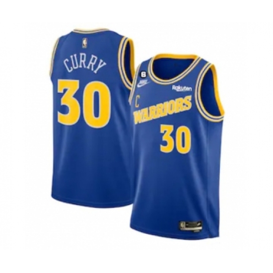 Men's Golden State Warriors #30 Stephen Curry Royal With No.6 Patch Stitched Jersey - Ujersey