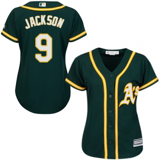 Women's Majestic Oakland Athletics #9 Reggie Jackson Authentic Green Alternate 1 Cool Base MLB Jersey - Ujersey