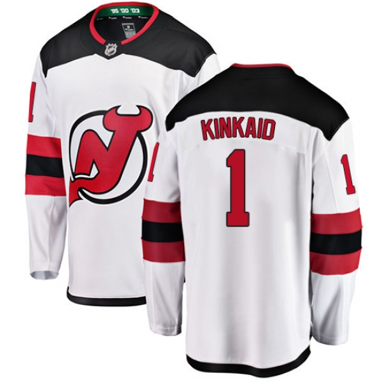 Youth New Jersey Devils #1 Keith Kinkaid Fanatics Branded White Away Breakaway NHL Jersey - Ujersey