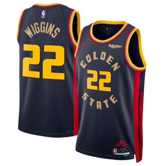 Men's Golden State Warriors #22 Andrew Wiggins Navy 2024-25 City Edition Stitched Basketball Jersey - Ujersey