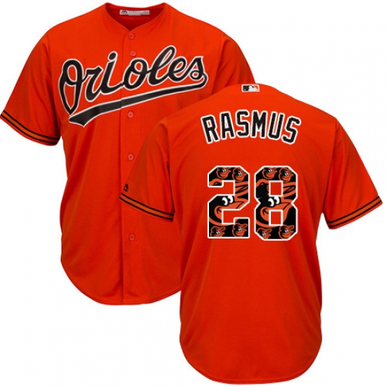 Men's Majestic Baltimore Orioles #28 Colby Rasmus Authentic Orange Team Logo Fashion Cool Base MLB Jersey - Ujersey