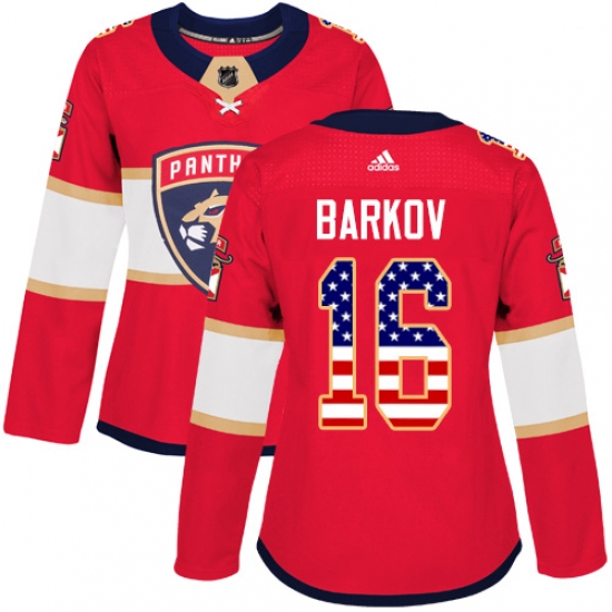 Women's Adidas Florida Panthers #16 Aleksander Barkov Authentic Red USA Flag Fashion NHL Jersey - Ujersey