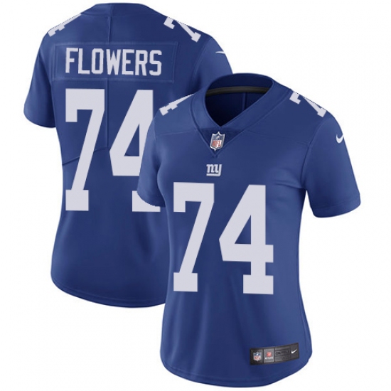 Women's Nike New York Giants #74 Ereck Flowers Royal Blue Team Color Vapor Untouchable Limited Player NFL Jersey - Ujersey