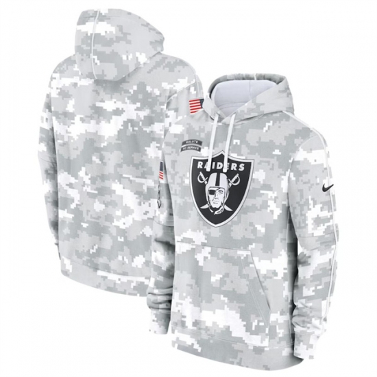 Men's Las Vegas Raiders 2024 Arctic Camo Salute To Service Club Fleece Pullover Hoodie - Ujersey