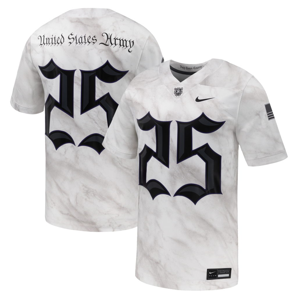 Men's Nike #25 White Army Black Knights Army 250 Collection Game Football Jersey - ujerseystore