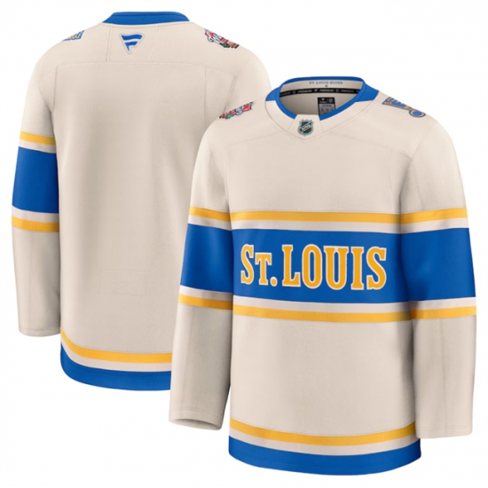 Men's St. Louis Blues Blank Cream 2024-25 Winter Classic Stitched Hockey Jersey - Ujersey
