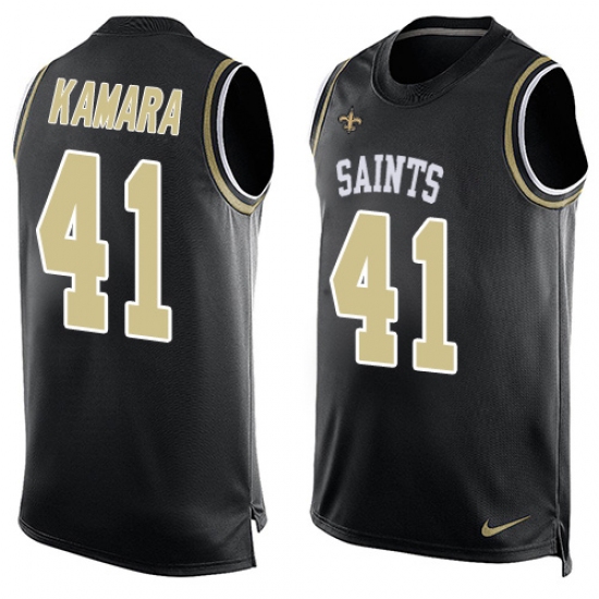 Men's Nike New Orleans Saints #41 Alvin Kamara Limited Black Player Name & Number Tank Top NFL Jersey - Ujersey