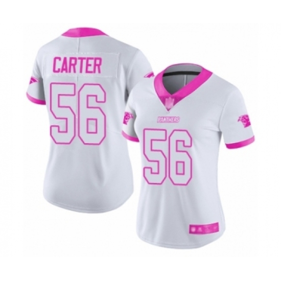 Women's Carolina Panthers #56 Jermaine Carter Limited White Pink Rush Fashion Football Jersey - Ujersey