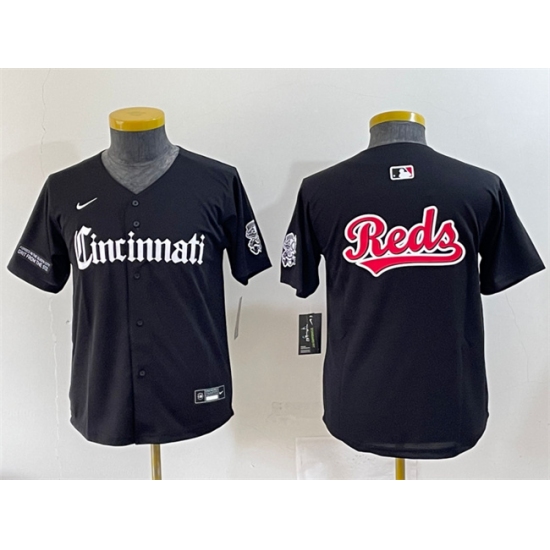 Youth Cincinnati Reds #77 Rece Hinds Black 2023 City Connect Stitched Baseball Jersey - Ujersey