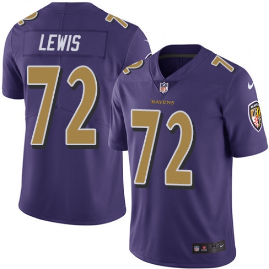 Men's Nike Baltimore Ravens #72 Alex Lewis Limited Purple Rush Vapor Untouchable NFL Jersey - Ujersey