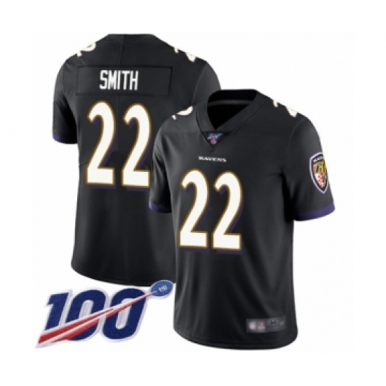 Men's Baltimore Ravens #22 Jimmy Smith Black Alternate Vapor Untouchable Limited Player 100th Season Football Jersey - Ujersey