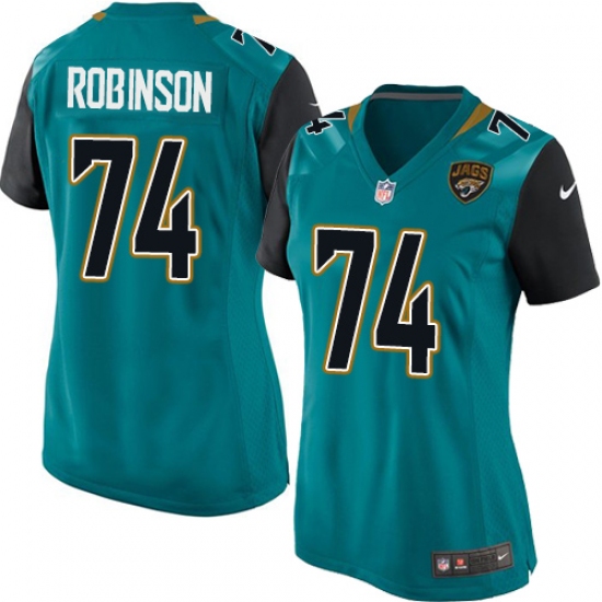 Women's Nike Jacksonville Jaguars #74 Cam Robinson Game Teal Green Team Color NFL Jersey - Ujersey