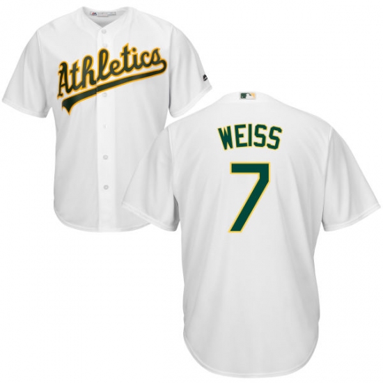 Men's Majestic Oakland Athletics #7 Walt Weiss Replica White Home Cool Base MLB Jersey - Ujersey