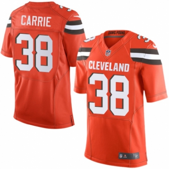 Men's Nike Cleveland Browns #38 T. J. Carrie Elite Orange Alternate NFL Jersey - Ujersey