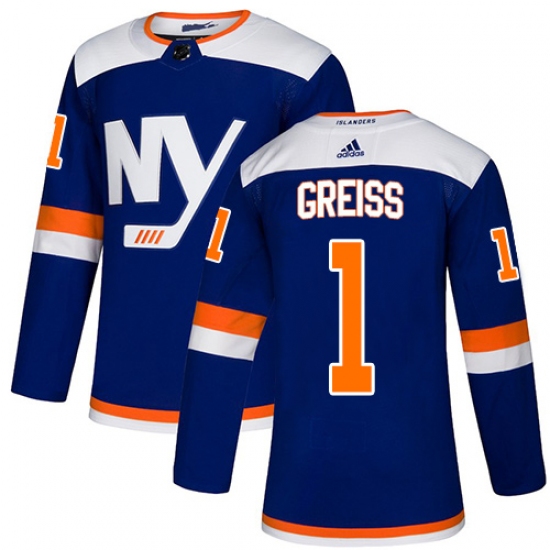 Men's Adidas New York Islanders #1 Thomas Greiss Premier Blue Alternate NHL Jersey - Ujersey