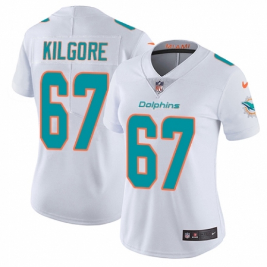 Women's Nike Miami Dolphins #67 Daniel Kilgore White Vapor Untouchable Elite Player NFL Jersey - Ujersey