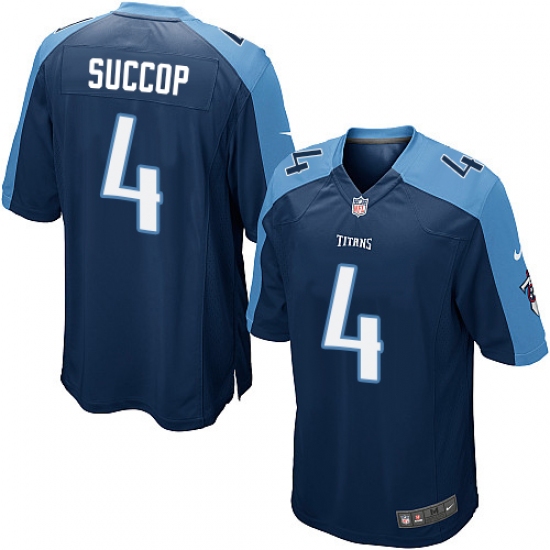 Men's Nike Tennessee Titans #4 Ryan Succop Game Navy Blue Alternate NFL Jersey - Ujersey