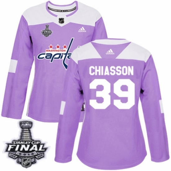 Women's Adidas Washington Capitals #39 Alex Chiasson Authentic Purple Fights Cancer Practice 2018 Stanley Cup Final NHL Jersey - Ujersey