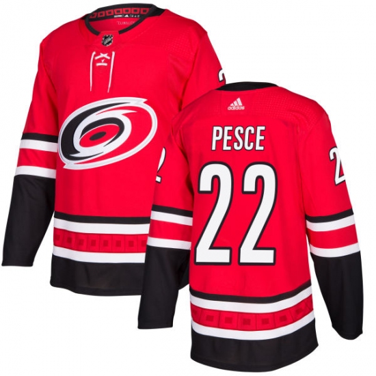 Youth Adidas Carolina Hurricanes #22 Brett Pesce Authentic Red Home NHL Jersey - Ujersey