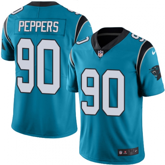 Men's Nike Carolina Panthers #90 Julius Peppers Blue Alternate Vapor Untouchable Limited Player NFL Jersey - Ujersey