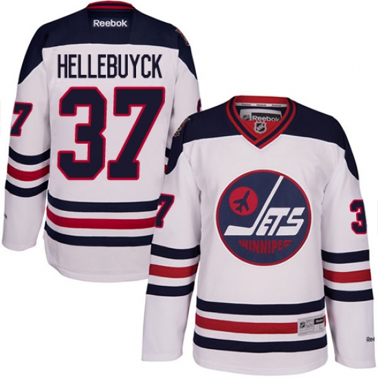 Men's Reebok Winnipeg Jets #37 Connor Hellebuyck Premier White 2016 Heritage Classic NHL Jersey - Ujersey