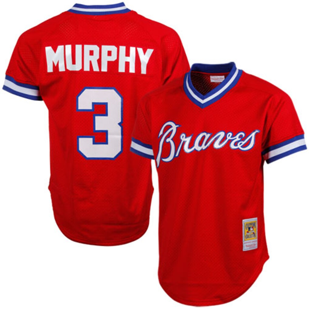 Men's Atlanta Braves Dale Murphy Mitchell & Ness Scarlet Authentic Batting Practice Jersey - Ujersey