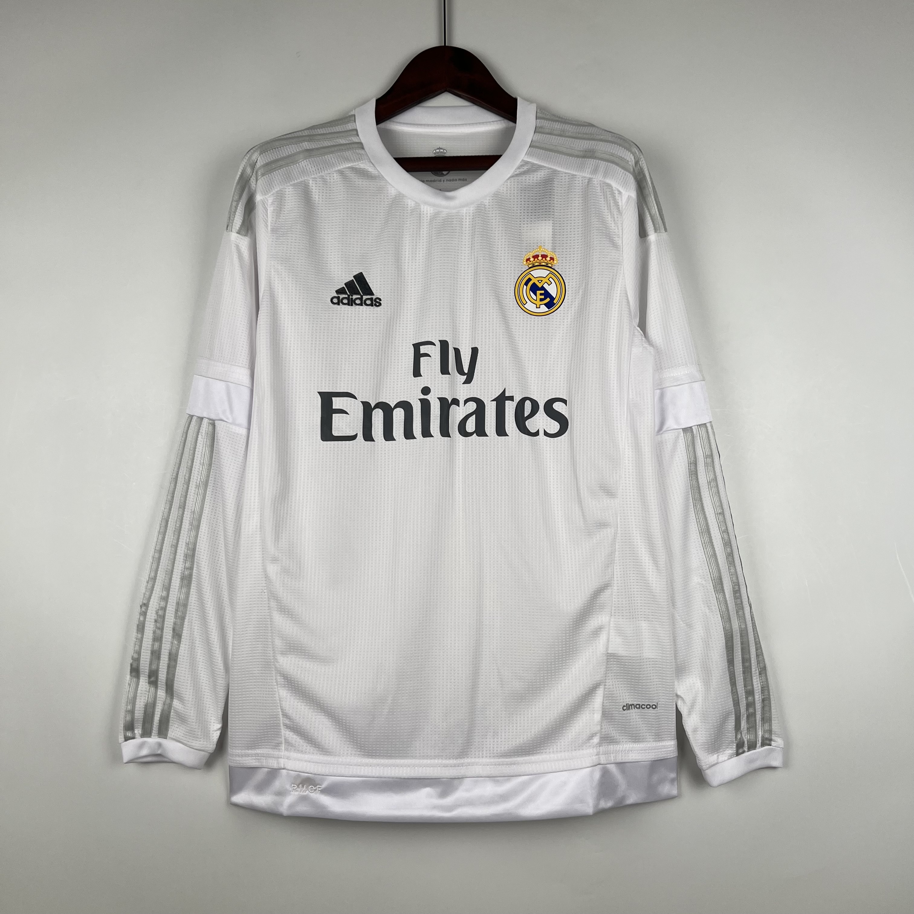 Real Madrid Retro Jersey Home Long Sleeve Custom Soccer Shirt 2015/16 - ujerseystore