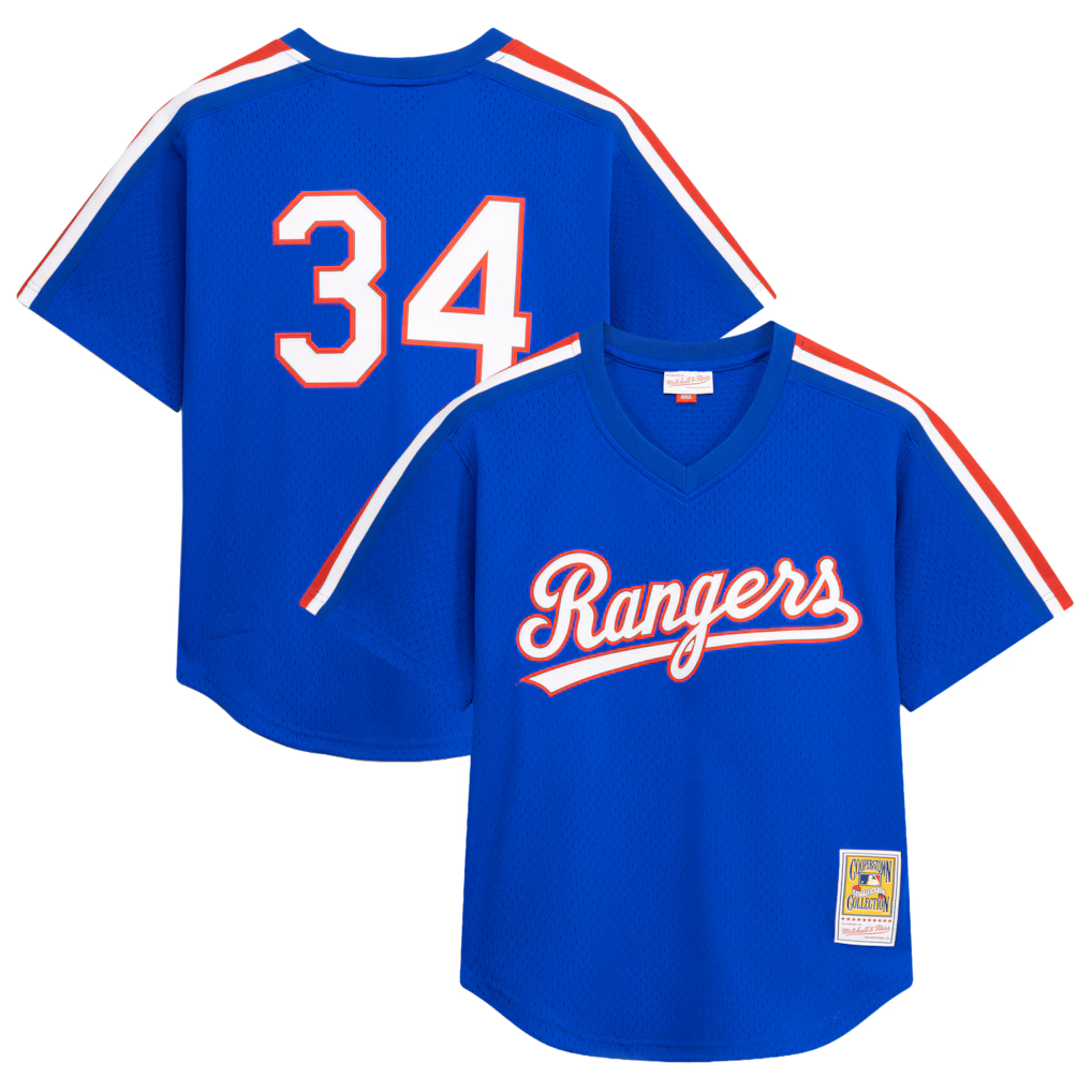 Men's Texas Rangers Nolan Ryan Mitchell & Ness Royal Big & Tall Cooperstown Mesh Batting Practice Jersey - U-jersey