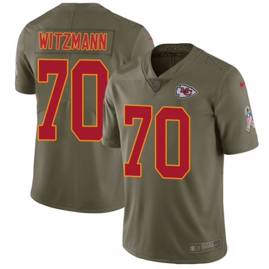 Youth Nike Kansas City Chiefs #70 Bryan Witzmann Limited Olive 2017 Salute to Service NFL Jersey - Ujersey