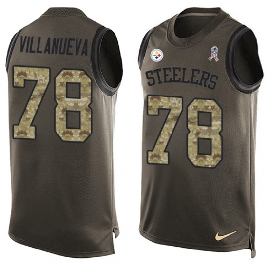 Men's Nike Pittsburgh Steelers #78 Alejandro Villanueva Limited Green Salute to Service Tank Top NFL Jersey - Ujersey