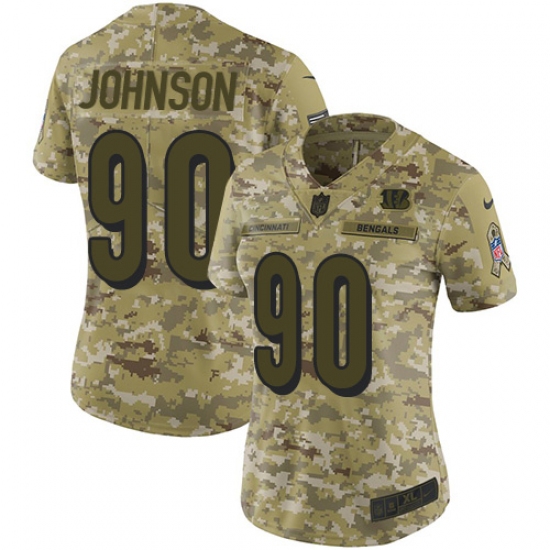 Women's Nike Cincinnati Bengals #90 Michael Johnson Limited Camo 2018 Salute to Service NFL Jersey - Ujersey