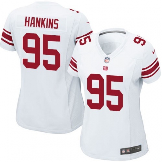 Women's Nike New York Giants #95 Johnathan Hankins Elite White Jersey - Ujersey