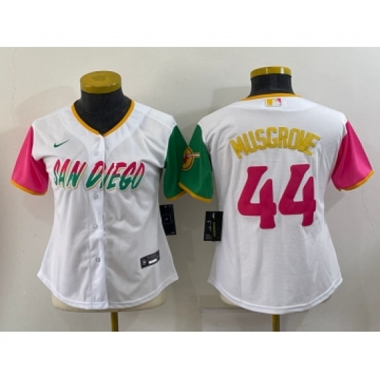 Women's San Diego Padres #44 Joe Musgrove White 2022 City Connect Cool Base Stitched Jersey
