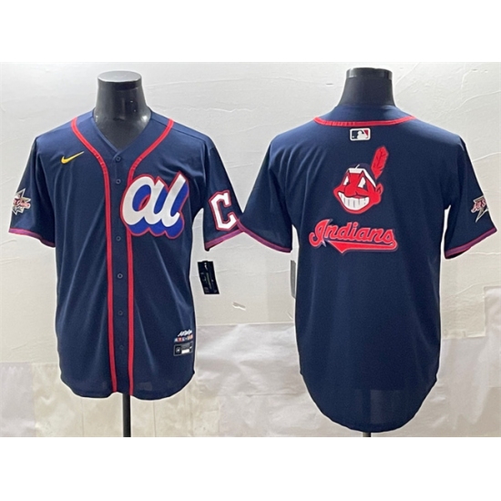 Men's American League Cleveland Guardians Team Big Logo Navy 2025 All-Star Edition Limited Stitched Baseball Jersey - Ujersey