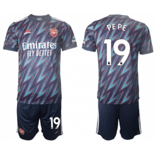 Arsenal F.C #19 Nicolas Pépé Away Soccer Jersey with Shorts