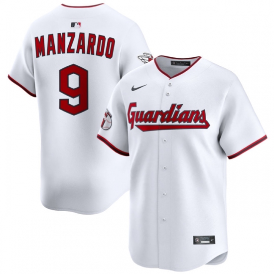 Men's Cleveland Guardians #9 Kyle Manzardo White Home Limited Stitched Baseball Jersey - Ujersey