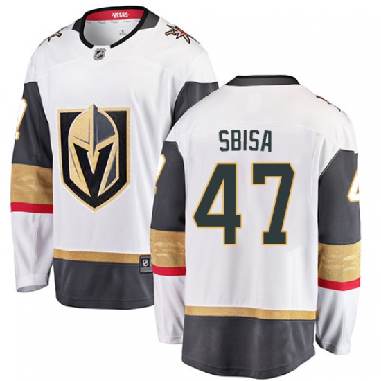 Youth Vegas Golden Knights #47 Luca Sbisa Authentic White Away Fanatics Branded Breakaway NHL Jersey - Ujersey