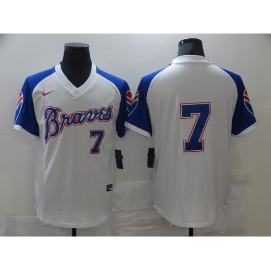 Men's Nike Atlanta Braves #7 Dansby Swanson White Stitched Baseball Jersey - Ujersey