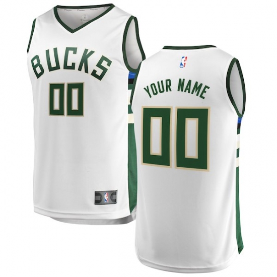 Men's Milwaukee Bucks Fanatics Branded White Fast Break Custom Replica Jersey - Association Edition - Ujersey
