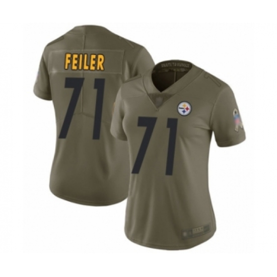 Women's Pittsburgh Steelers #71 Matt Feiler Limited Olive 2017 Salute to Service Football Jersey - Ujersey