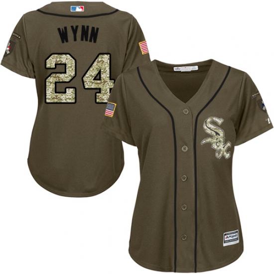 Women's Majestic Chicago White Sox #24 Early Wynn Authentic Green Salute to Service MLB Jersey - Ujersey